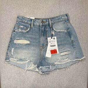 Zara Light Blue Ripped Jean Shorts